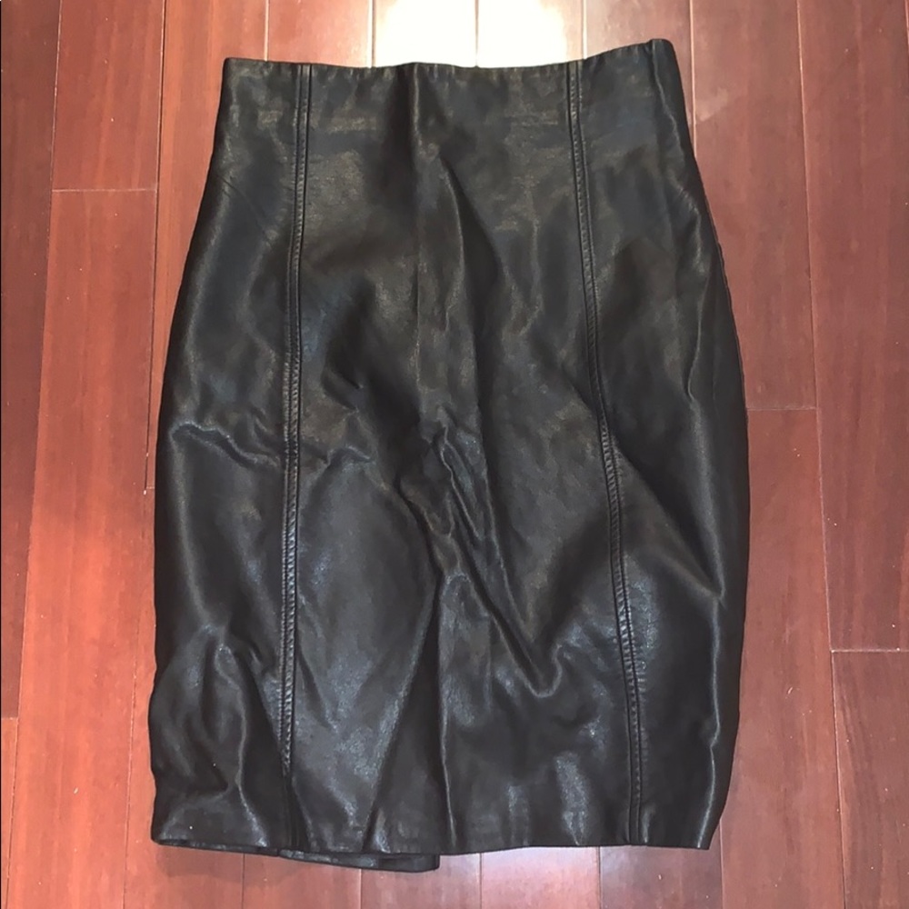 Black Faux Leather Pencil Skirt